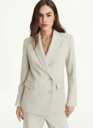 Beige DKNY Asymmetrical Button Women's Blazers | USA-D1269