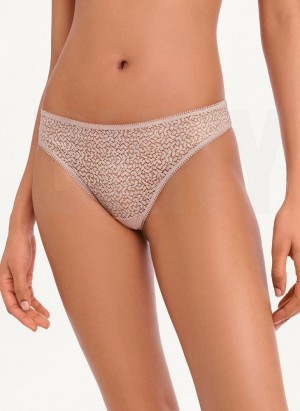 Beige DKNY Modern Lace Women's Thong | USA-D1941