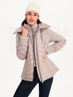 Beige DKNY Packable Women's Coats | USA-D0357
