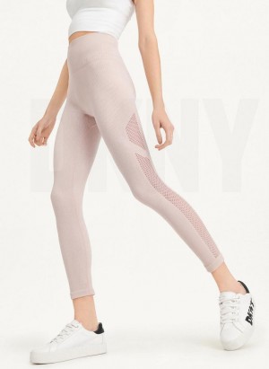 Beige DKNY Rib Knit High Waisted Seamless Women's Leggings | USA-D1503