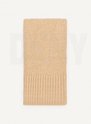 Beige DKNY Rib Knit Oblong Women's Scarf | USA-D1693