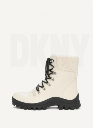 Beige DKNY Shearling Ski Shoes Boots | USA-D1314