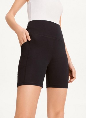 Black DKNY Balance Compression Bike Women's Shorts | USA-D1397