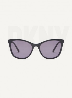Black DKNY City Native Cat Eye Women's Sunglasses | USA-D0214
