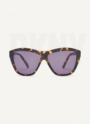 Black DKNY City Native Modern Rectangle Women's Sunglasses | USA-D1739