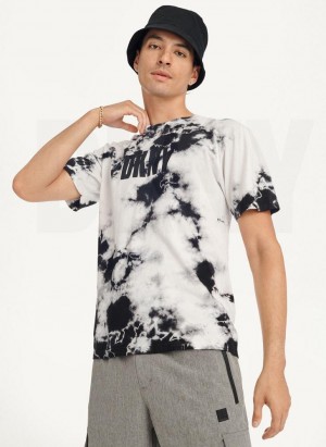 Black DKNY Cloud Wash Logo Men's T Shirts | USA-D0841