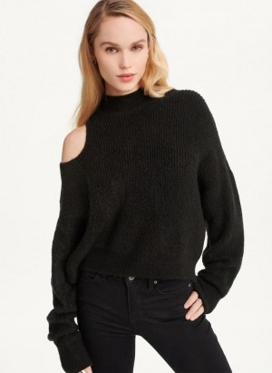 Black DKNY Cold Shoulder Women's Sweaters | USA-D1760