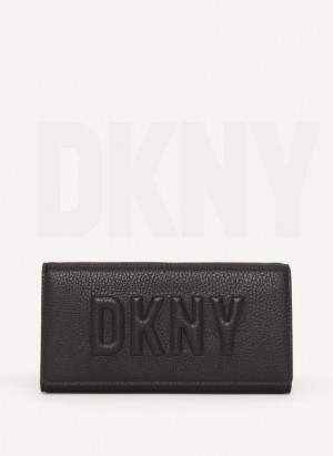 Black DKNY Continental Raised Logo Bags Wallets | USA-D0144
