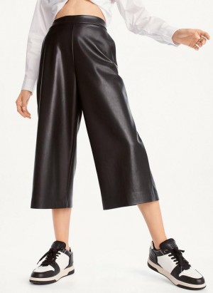 Black DKNY Crop Wide-Leg Women's Pants | USA-D1650