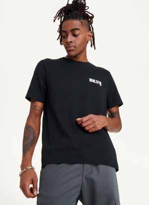 Black DKNY Don't Knock New York Men's T Shirts | USA-D0389