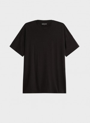 Black DKNY Essential Women's T Shirts | USA-D0963