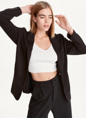Black DKNY French Terry Soft Women's Blazers | USA-D1210