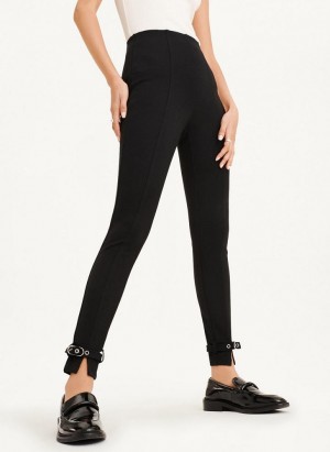 Black DKNY Front Seam With Buckled Ankle Women's Pants | USA-D0205