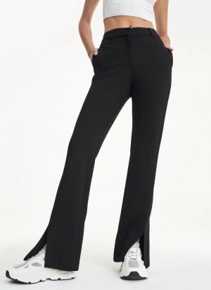 Black DKNY Front Slit Flare Leg Ponte Pant Women's Pants | USA-D1242