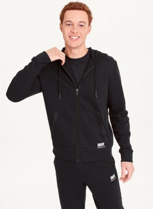 Black DKNY Full-Zip Men's Hoodies | USA-D1027