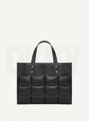 Black DKNY Globalist Small Quilted Book Bags Tote Bags | USA-D1772