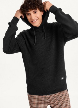 Black DKNY Half Cardigan Stitch Men's Hoodies | USA-D1479