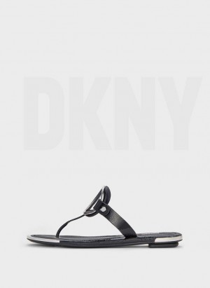 Black DKNY Hartford Shoes Flip Flops | USA-D1464