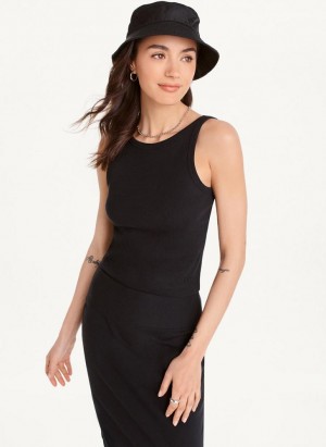 Black DKNY High Neck Crop Women's Tank Tops | USA-D1236
