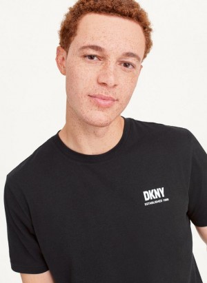 Black DKNY Left Chest Men's T Shirts | USA-D0468