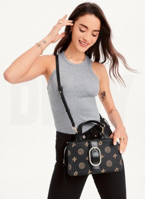 Black DKNY Logo Buckle Bags Crossbody Bags | USA-D0393