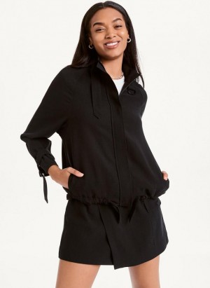 Black DKNY Long Sleeve Women's Jackets | USA-D0426