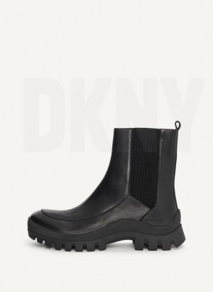 Black DKNY Lug Sole Chelsea Shoes Boots | USA-D1908