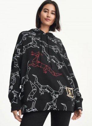 Black DKNY Lunar New Year Women's Hoodies | USA-D1830