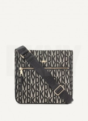 Black DKNY Maxine Messenger Bags Crossbody Bags | USA-D1688