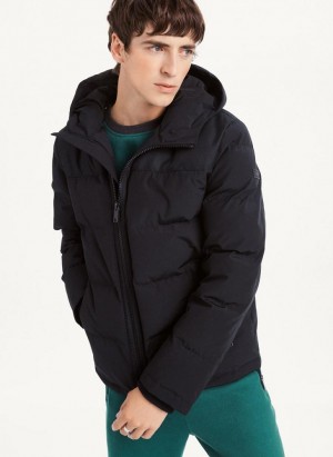 Black DKNY Mixed Media Classic Men's Puffer Jacket | USA-D1255