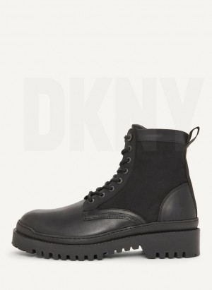 Black DKNY Mixed Media Men's Boots | USA-D0460