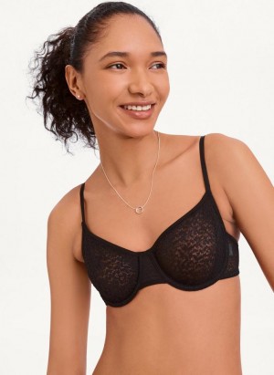 Black DKNY Modern Lace Demi Women's Bras | USA-D0742