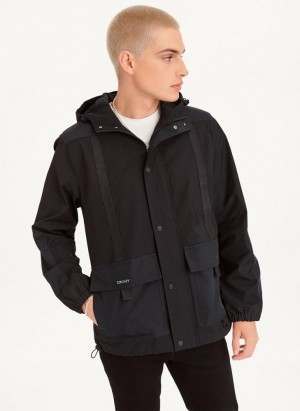 Black DKNY Multi Pocket Men's Jackets | USA-D0566