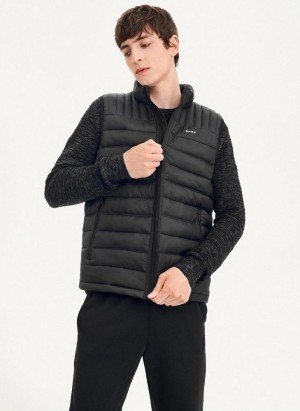 Black DKNY Packable Quilted Vest Men's Jackets | USA-D1766