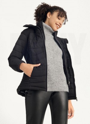 Black DKNY Packable Women's Coats | USA-D0678