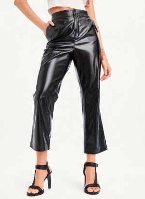 Black DKNY Patent Leather Flared Women's Pants | USA-D1203