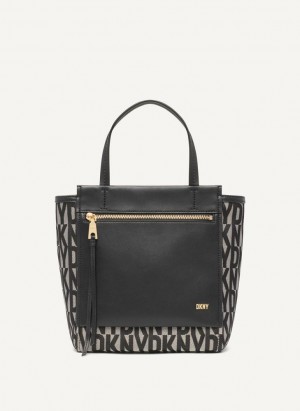Black DKNY Pax North-South Tote Bags Crossbody Bags | USA-D0863