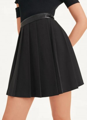 Black DKNY Pleated Mini Women's Skirts | USA-D0532