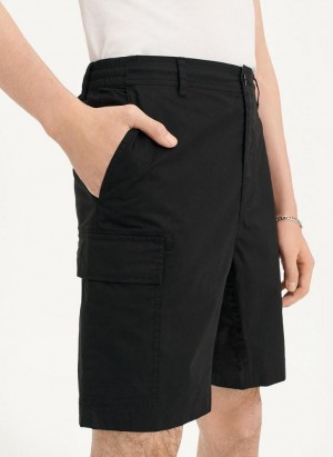 Black DKNY Poplin Cargo Men's Shorts | USA-D1298