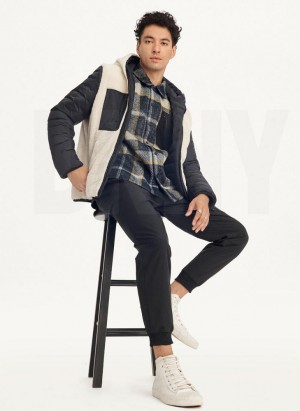 Black DKNY Quilted Reversible Sherpa Men's Jackets | USA-D1084