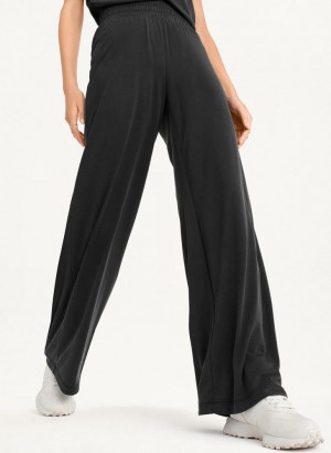 Black DKNY Relaxed Wide Leg Women's Pants | USA-D1535
