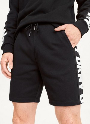 Black DKNY Repeated Logos Men's Shorts | USA-D0961