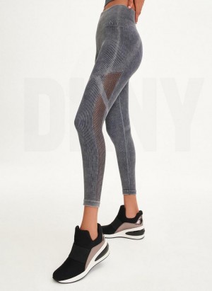 Black DKNY Rib Knit High Waisted Seamless Women's Leggings | USA-D1836