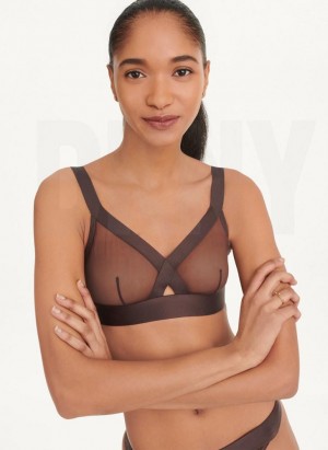 Black DKNY Sheers Triangle Women's Bralette | USA-D0844