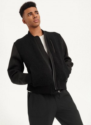 Black DKNY Sherpa Bomber Men's Jackets | USA-D1296