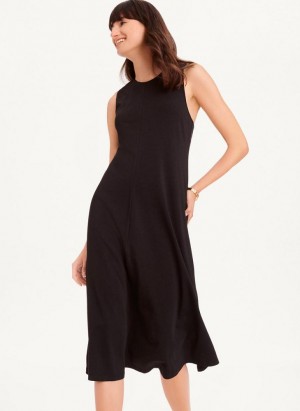 Black DKNY Sleeveless Scoopneck Twist Racerback Women's Dresses | USA-D1567