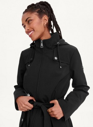 Black DKNY Softshell Meshback With Belt Women's Jackets | USA-D1074