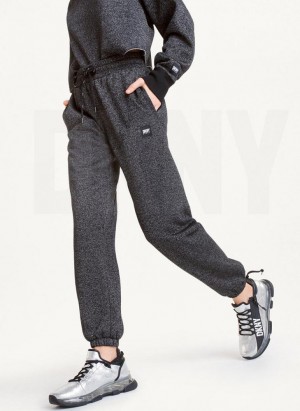 Black DKNY Sparkle Fleece High Waist Women's Joggers | USA-D0237