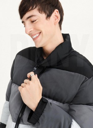 Black DKNY Striped Quilted Tonal Men's Jackets | USA-D1328