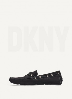 Black DKNY Suede Driver Moccasin Men's Sneakers | USA-D1705